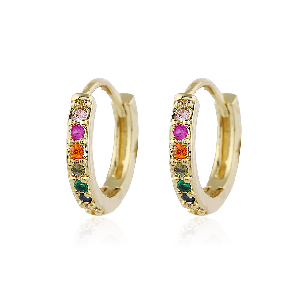 CZ Pave Rainbow Colour Hoops